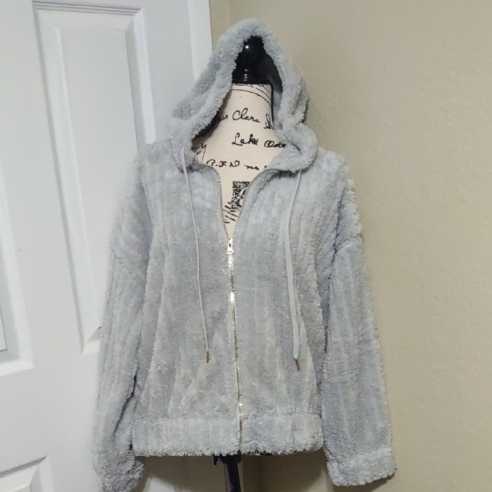 Myc Gray Hooded Jacket Plus Size 1X New